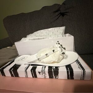 DV by Dolce Vita White Sandals with Silver Accents